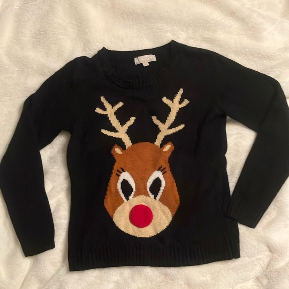 Carolyn Taylor Christmas Sweater size small Rudolph red nose reindeer - Picture 1 of 8